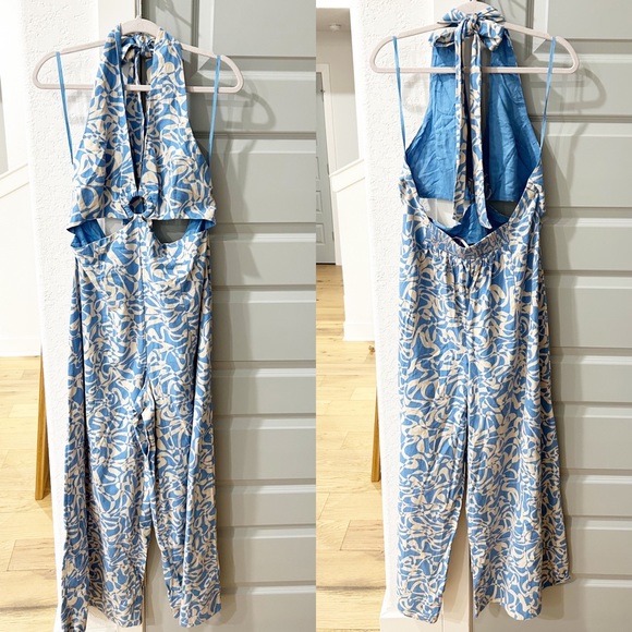 New Free People Kira Boho Printed Halter Jumpsuit - Picture 3 of 7
